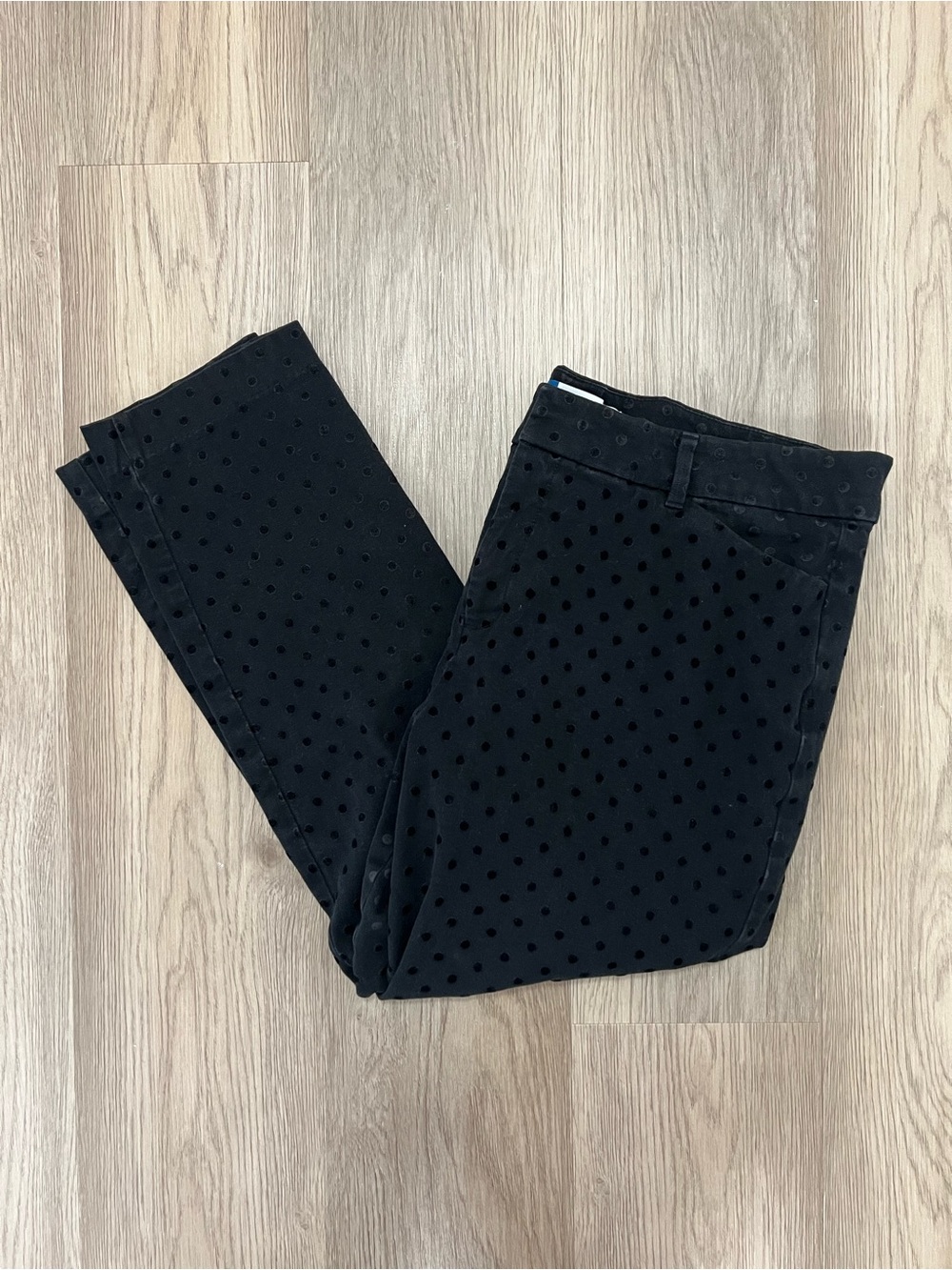 Old Navy Black Velvet Polka Dot Cropped Pants